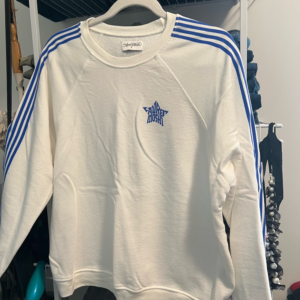 Lauren Moshi Butterfly 🦋 Evil Eye White Sweatshirt with Blue Accents